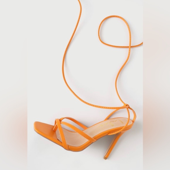 Lulu’s Simonee Orange Lace-Up High Heel Sandals * worn once * size 6 - Picture 6 of 7